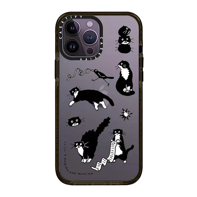 Cute Cartoon Black Cat Pattern Clear Hard Case For iPhone 14 Pro Max 13 12Pro 11