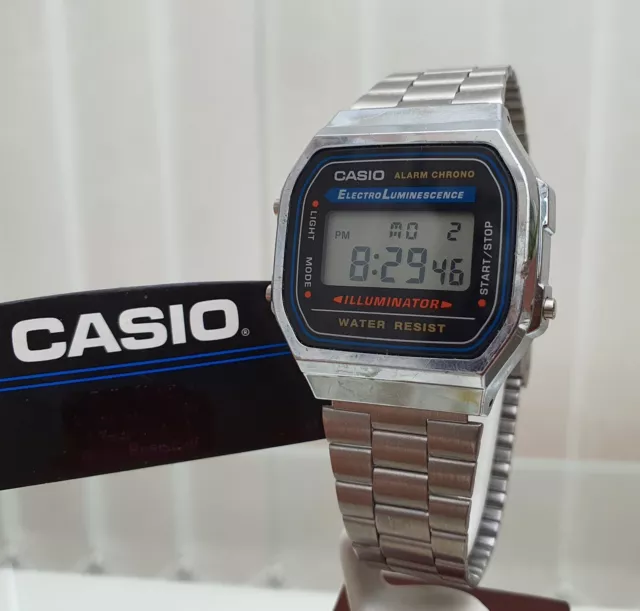 Orologio CASIO Uomo Ragazzi Leggero, Allarme, Timer Cronografo Argento (450b