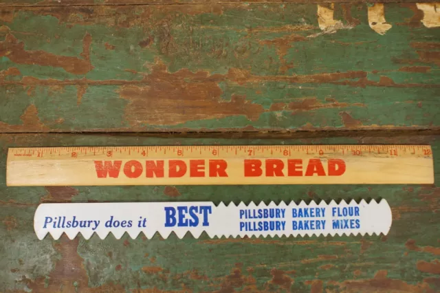 Vintage Wonder Bread Advertising Ruler & Pillsbury Pie Flour Ruler Tool