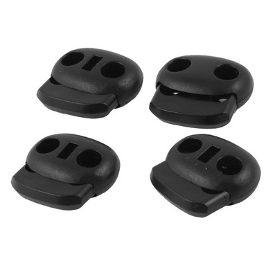 Double trou de serrure à ressort Fixation double arrêt cordon-Noir-Lot de 20 