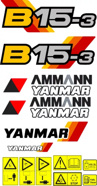 Yanmar B15-3 Digger Décalque Autocollant Set