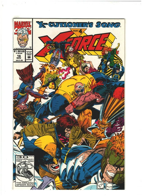 X-Force #16 VF/NM 9.0 Marvel Comics 1992 X-Cutioner's Song pt4, W/O Trading Card