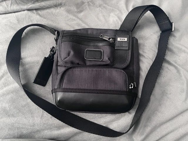 Tumi Mens Crossbody Bag Black Alpha Bravo Barstow Nylon Travel Zipper Logo Strap 2