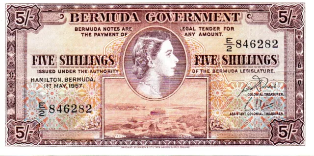 Bermuda 5 Shillings Queen Elizabeth II as pictured 1957 E/2 846282