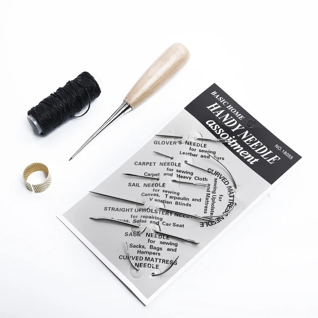 Kit de herramientas de costura de cuero hilo dedales práctico acero inoxidable alta calidad