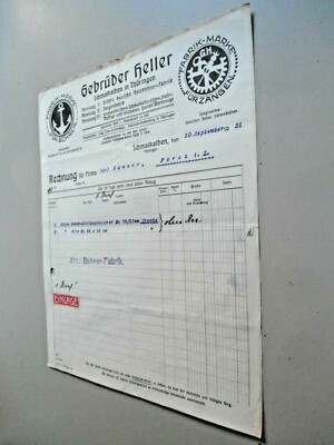 ALTES ANSCHREIBEN RECHNUNG Zangenfabrik Heller Schmalkalden 1921 EUR 6