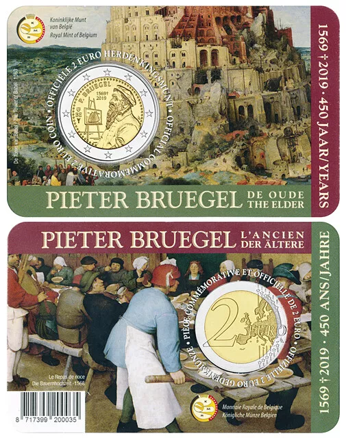 Belgien 2 Euro 450. Todestag Von Pieter Bruegel 2019 - Flämisch Coincard