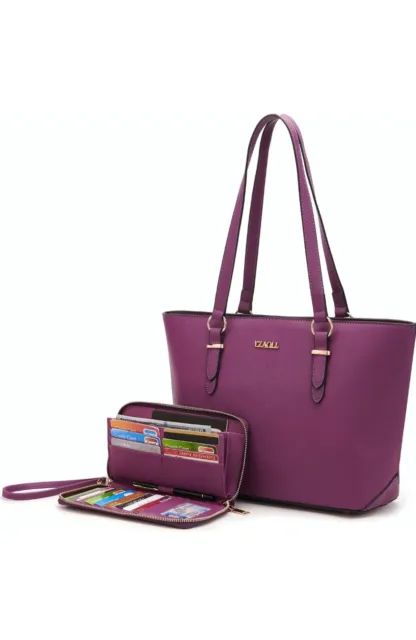 Purses for Women Medium Tote Satchel Handbags with Matching Wrist Bag