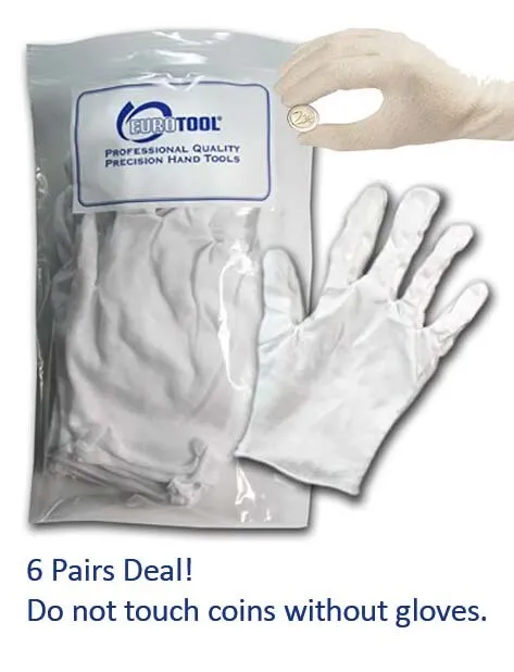 Large Man Size Cotton Gloves Proof UNC Coin Jewelry Handling 6 Pack Sale Deal