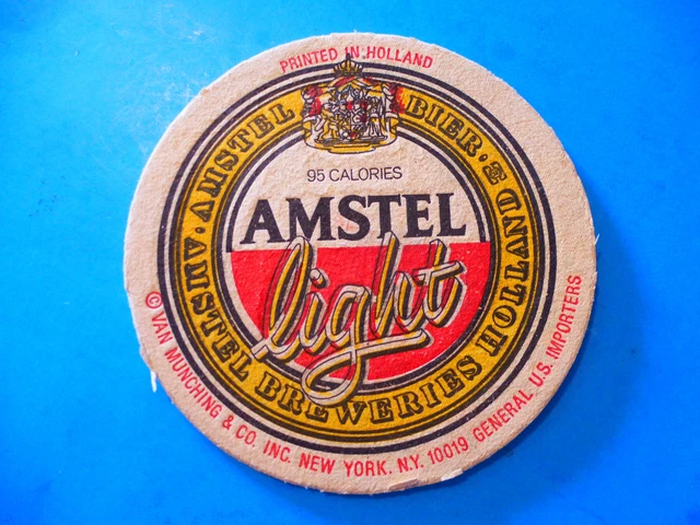 Beer Brewery Coaster ~ AMSTEL Breweries Holland ~ 95 Calories in the Light Bier
