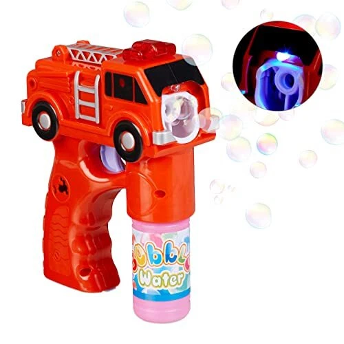 Relaxdays Pistolet à Bulles Camion de pompier Machine à Bulles Savon Canon à ...
