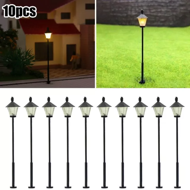 Lot de 10 lampadaires DEL à économie d'énergie H0 TT feux de stationnement (5