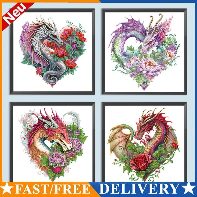 5D DIY Partial Special Shaped Drill Diamond Painting Kit Dragon Home Decoration