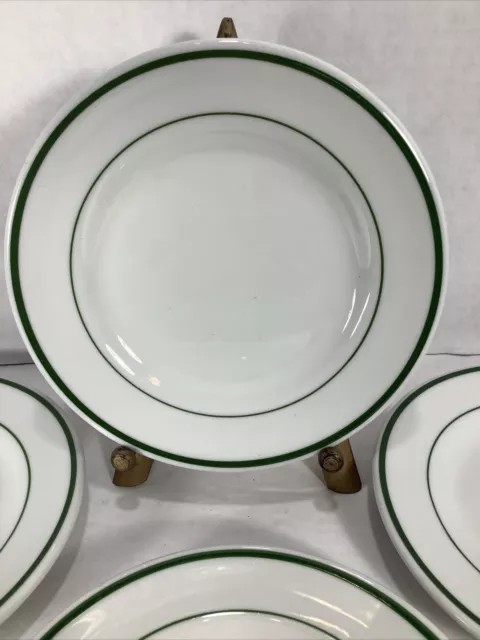 Set Of 4~Shenango China®️Green Stripe Rim Roll Wel Roc 6’ Dessert/ Bread Plates