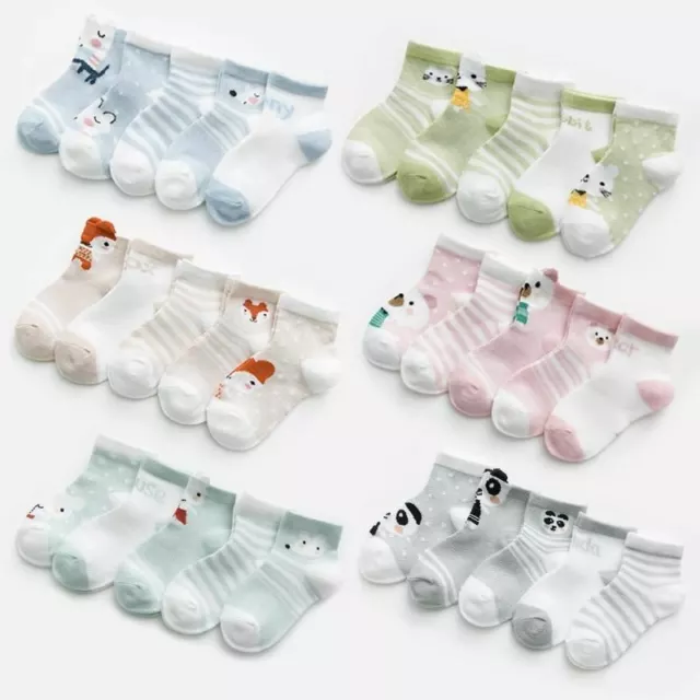 5 Paires / Lot Bébé Fille Coton Maille Mignon Nouveau Né Garçon Chaussettes