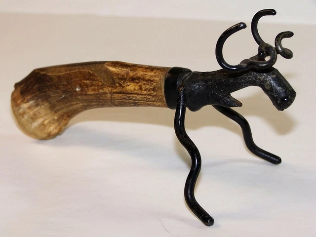Couteau de Chasse NICKER ROSTFREI SOLINGEN Manche en Bois de Cerf avec Étui en Cuir - Couteaux droits et fixes (12614770