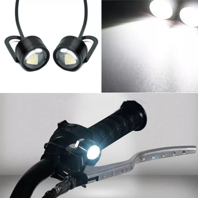 2pcs LED Moto/ V��lo Blanc Phare Conduite Anti Brouillard Lampe Lumi��re