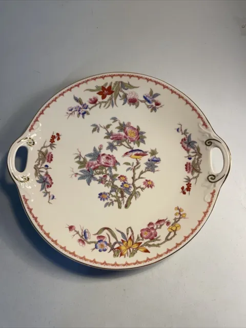 Old Ivory Syracuse China OPCO Flowers Bird 11" Bombay Handled Serving Plate