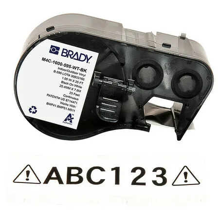 Brady M4c-1000-595-Wt-Bk Precut Label Roll Cartridge,Black/White