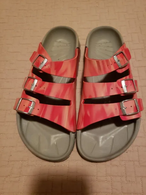 Birkenstock Birki's 3 Strap Water Slide Sandals Orange Tie Dye  EU 40S US 9-9.5