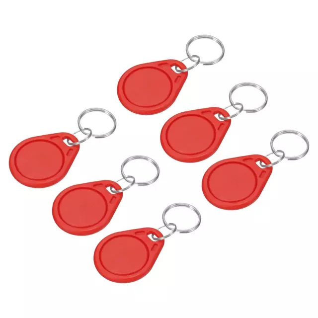 6Pcs RFID Key Fobs 13.56MHz Read Only Proximity IC Card Smart Token Tag Red