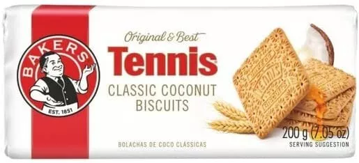 Bakers Tennis Biscuits, Multicolor, Coconut, 200 g