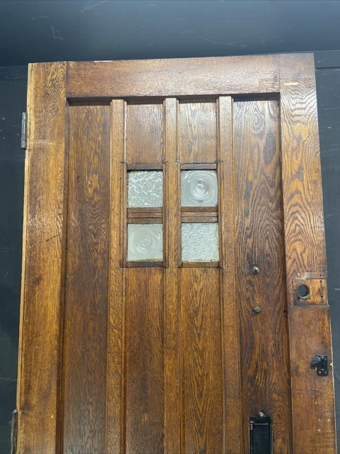 Solid Oak Front Door Arts Crafts Old Period Antique Glass Reclaimed Wood Iron 8