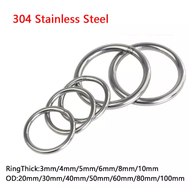 304 Stainless Steel Round Rings Heavy Duty Solid Metal O Ring Welded Smooth