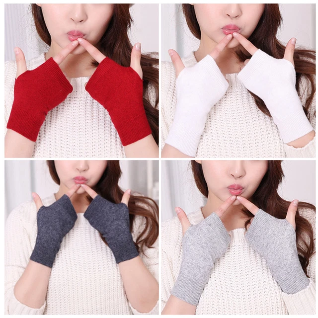Gants chauds sans doigts en cachemire doux pour femmes gants chauds automne hiCS