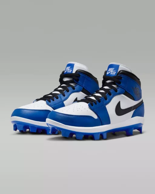 AUTHENTIC Nike Air Jordan 1 Retro Cleats Blue White Black AV5354-411 Sizes 7-14