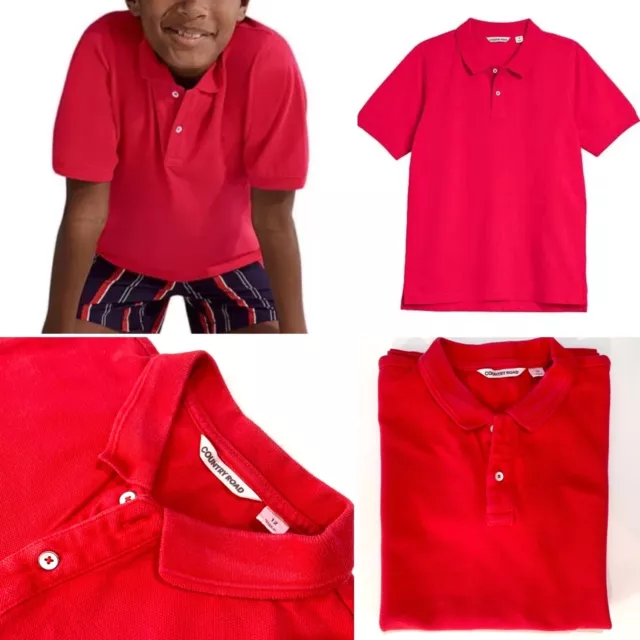 Country Road Boys Teen SIZE / AGE 12 Red Recycled Cotton Polo Shirt *LIKE NEW*