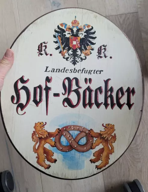 Holzschild groß Hof-Bäcker landesbefugt 28 x 34 cm Holz