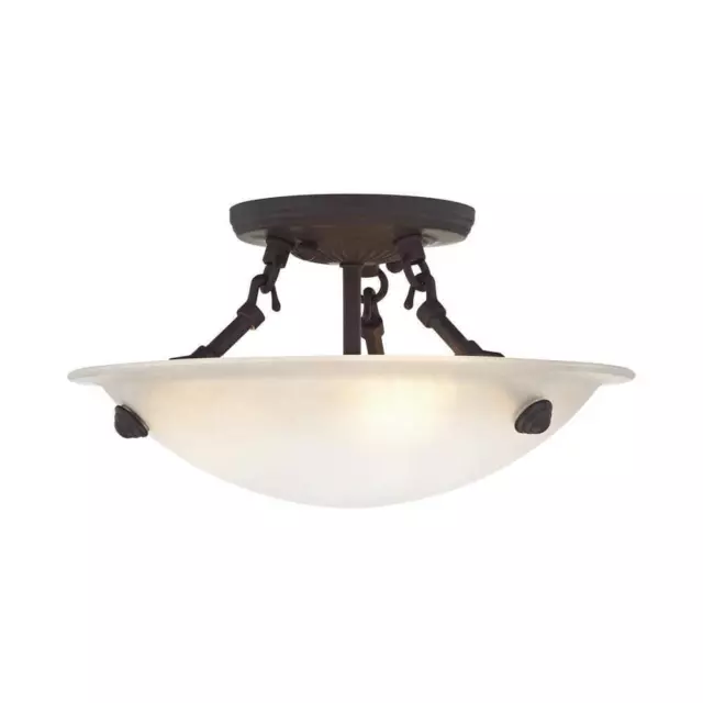 Livex Lighting Flush Mount Ceiling Lights 12" Alabaster Glass 3 Light Bronze