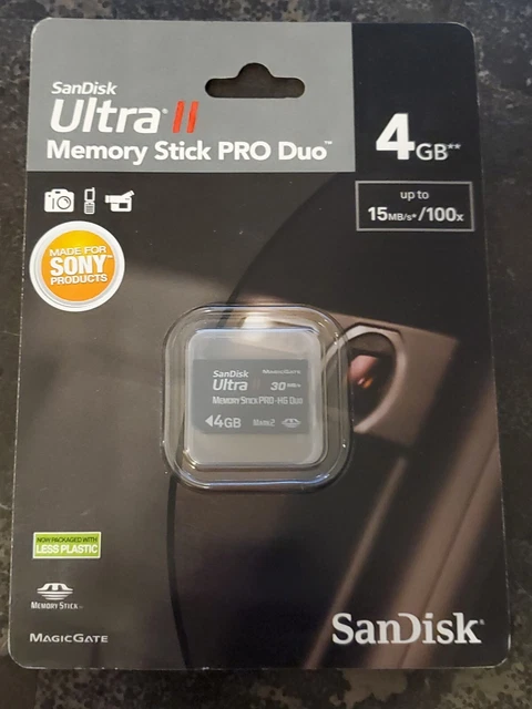 Tarjeta de memoria SanDisk Memory Stick PRO Duo Ultra II 15 MB/s de 4 GB Magic Gate PSP NUEVA EN CAJA