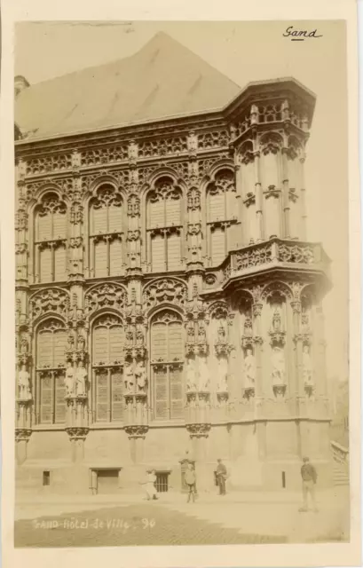 Belgique, Gand, L&#039;Hôtel de Ville  Vintage albumen print. Vintage Belgium