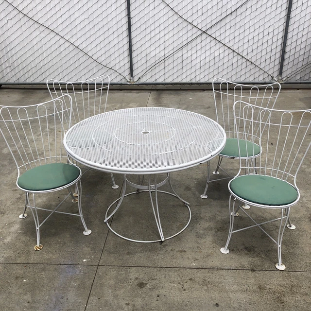 HOMECREST VINTAGE MCM Wrought Iron Patio Set 4 Chairs & Table Mid