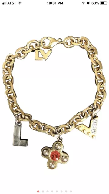 Louis Vuitton bracelet M65251 Monogram Flower & LV Logo Bracelet Authentic