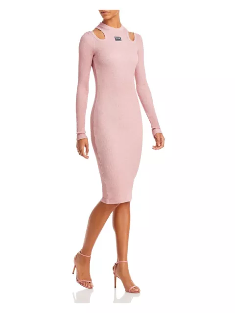 VERSACE JEANS COUTURE Womens Pink Unlined Pullover Long Sleeve Body Con Dress 0