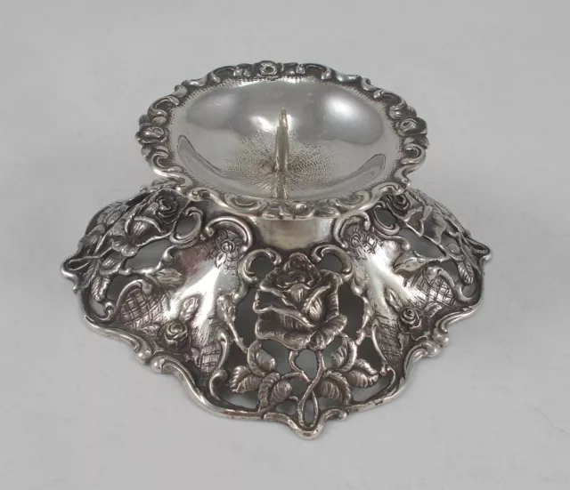 Rare Stylish Candle Holder Me Rosenmotiven From 800er Silver From C.Widmann