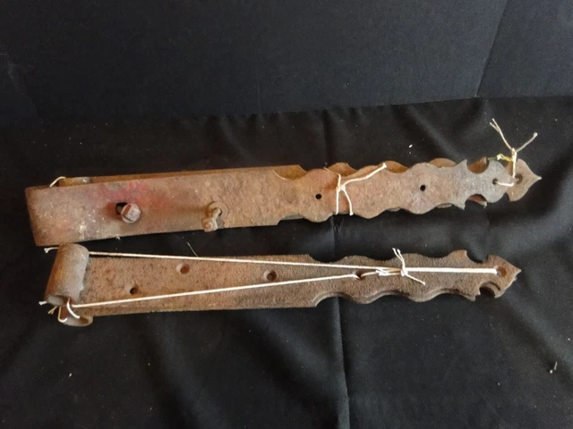 2 Sets Blacksmith Antique Forged Strap Door Hinges Decorative Barn Farm Hardware