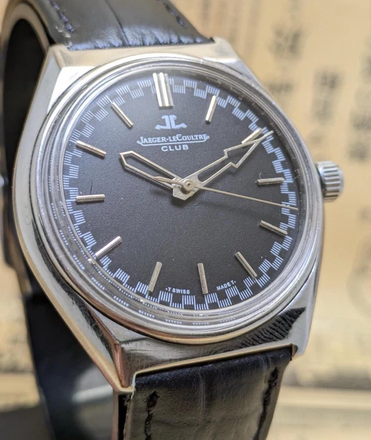 Montre Vintage Jaeger-LeCoultre Club à Remontage Manuel - Acier, Cadran Blanc, Bracelet Cuir