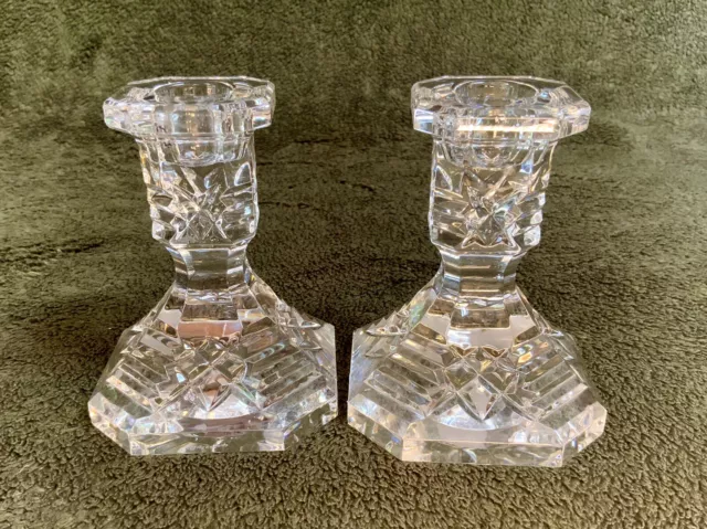 Pair Of Waterford ‘Octagonal’ 4” Crystal Candlesticks