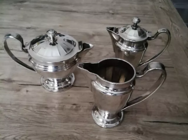 Service à thé et café ancien en métal argenté