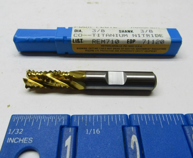 Niagara 3/8" 4-Fl Single End Cc High Speed Cobalt Tin Coated Roughing End Mill