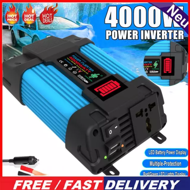 Car Power Inverter Battery Display Transformer Converter (300W DC12V to 220V)