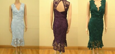 New Lipsy Abbey Clancy Green, Blue Or Purple Lace Dress Sz UK 6  8 10 12 14 16