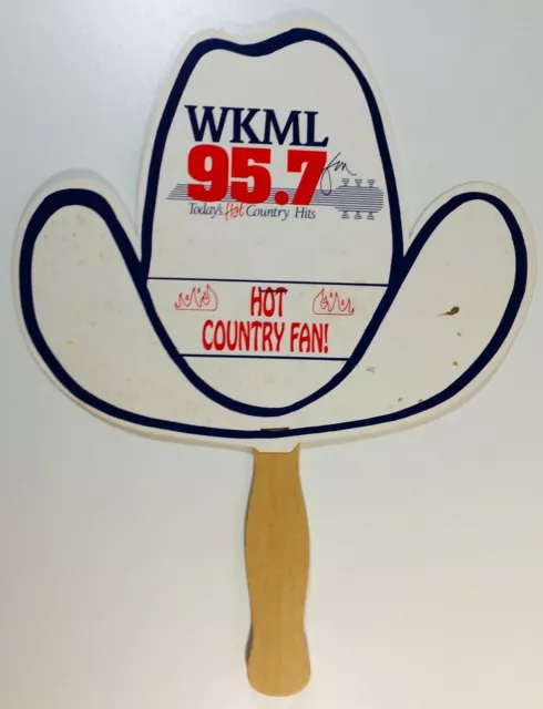 Vintage Hand Fan WKML Country Radio Cowboy Hat