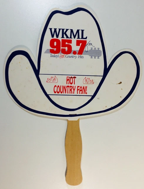 Vintage Hand Fan WKML Country Radio Cowboy Hat