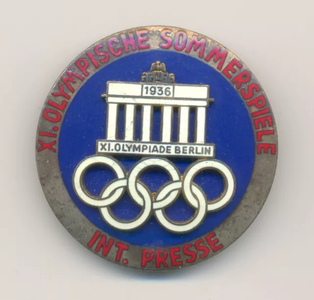 1936 BERLIN 11 th SUMMER OLYMPIC GAMES INT. PRESSE  badge pin