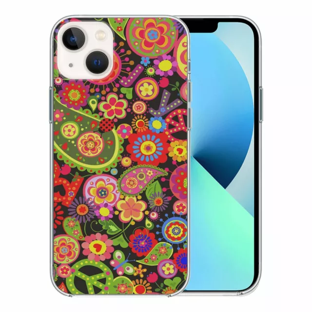 Silicone Phone Case Soft Cover Retro Flower Pattern iPhone 12 13 Samsung 20 21